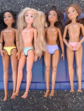 Fashion Dolls Set with Pastel Swimwear - Yellow, Blue, Purple & Pink